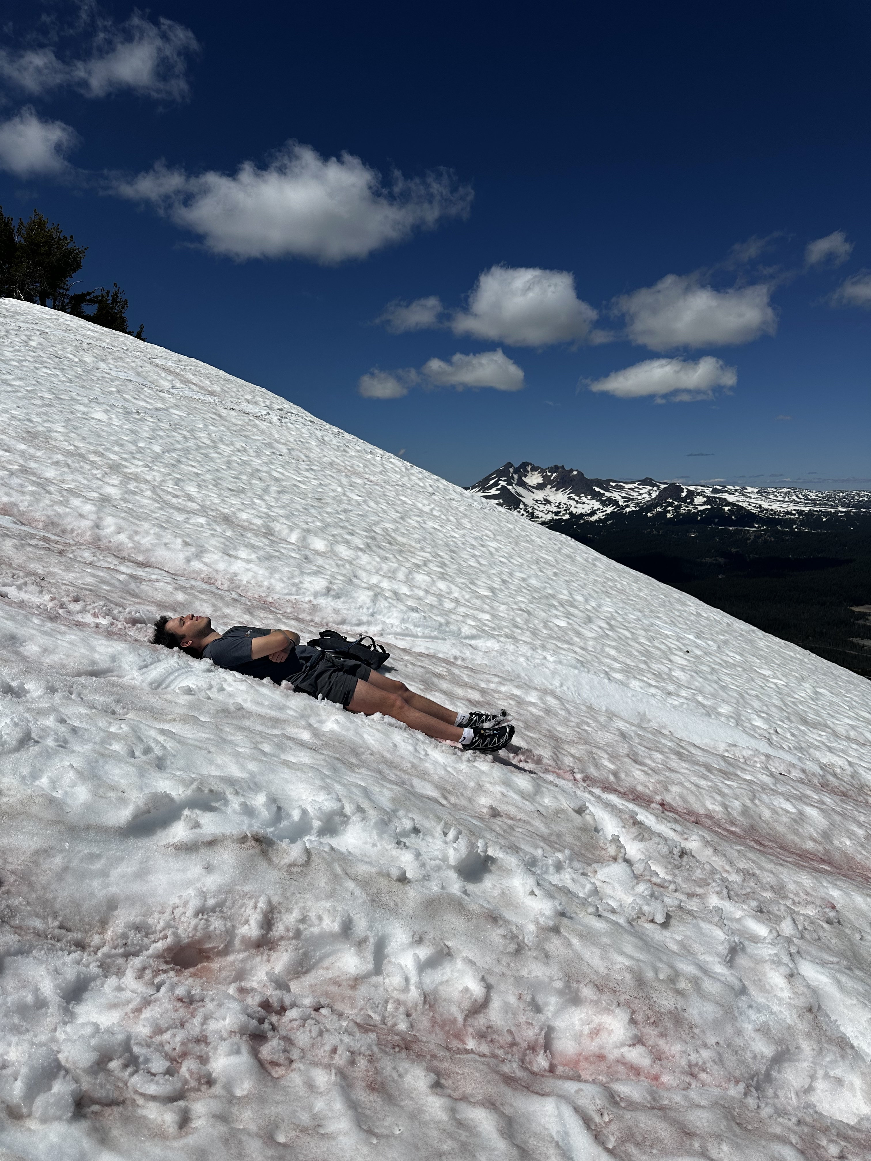 Lying on a snow slope